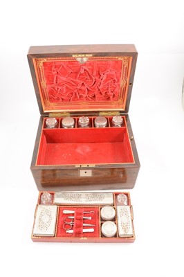 Lot 196 - Victorian rosewood travelling box