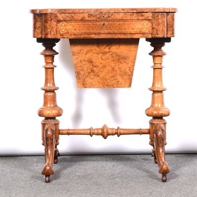 Lot 359 - Victorian burr walnut and marquetry writing and work table