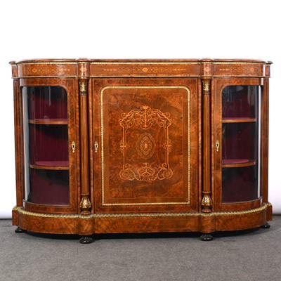 Lot 361 - Victorian burr walnut marquetry credenza