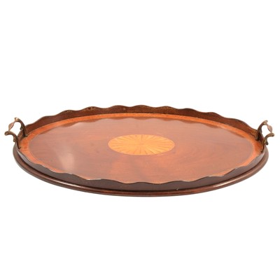 Lot 192 - Edwardian mahogany marquetry oval tray