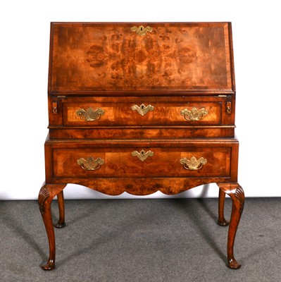 Lot 412 - Queen Anne style walnut bureau on stand