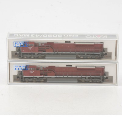 Lot 565 - Two Kato N gauge model railway locomotives, SD90/43MAC CEFX