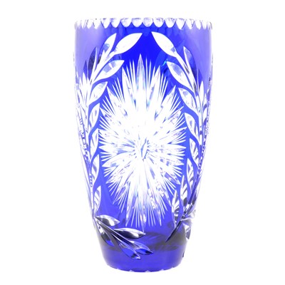 Lot 64 - A large blue overlaid glass vase