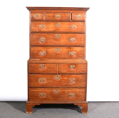 Lot 331 - George III oak chest on chest