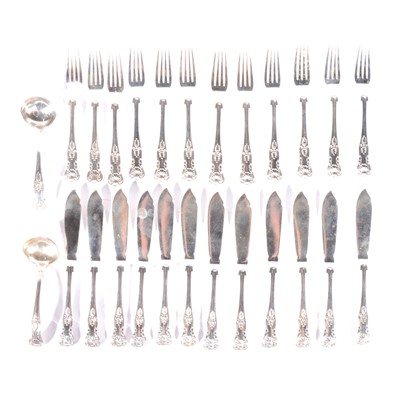 Lot 230 - Silver fish knives, forks and ladles