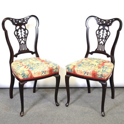 Lot 100 - Pair of late Victorian mahogany salon chairs.