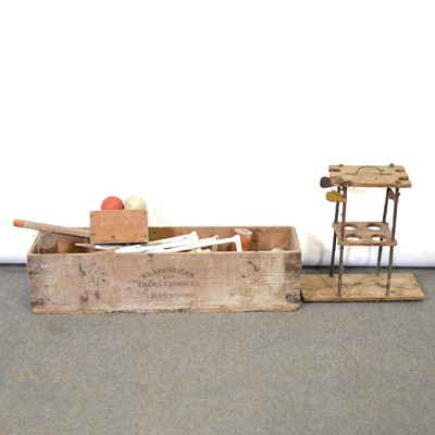 Lot 205 - Matched croquet set, and a stand