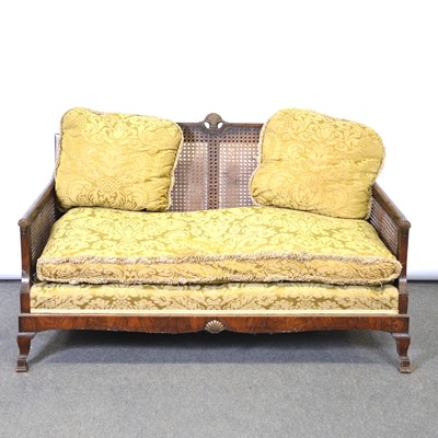 Lot 115 - Mahogany framed bergere three-piece suite.