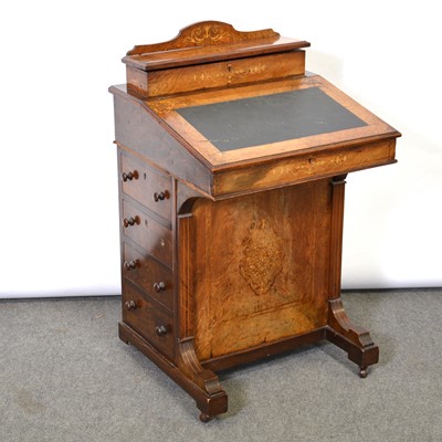 Lot 392 - Victorian walnut and marquetry Davenport