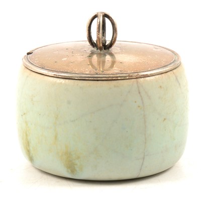 Lot 54 - A Danish pottery preserve pot and silver cover, by Saxbo