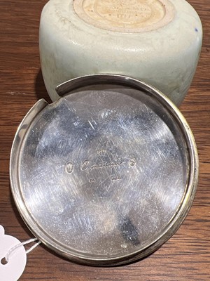 Lot 54 - A Danish pottery preserve pot and silver cover, by Saxbo