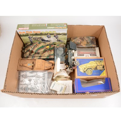 Lot 164 - One tray of models and kits, built figures, including Sovereign 2000 Sd Kfz 247