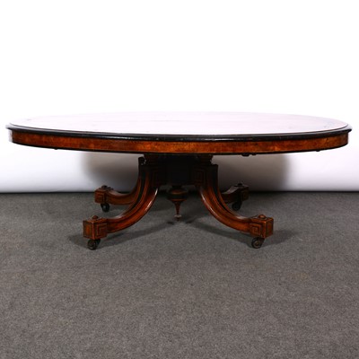 Lot 341 - Victorian figured walnut dining table, adapted as a coffee table