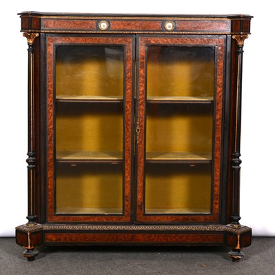 Lot 332 - French ebonised and amboyna vitrine