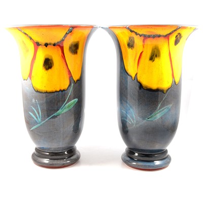 Lot 41 - Two large Poole Pottery Wild Poppy pattern vases.