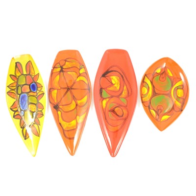 Lot 44 - Three Poole Pottery Delphis pattern spear plates, and a tear drop plate.