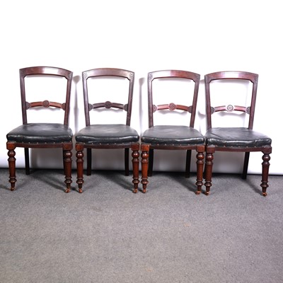 Lot 384 - Set of four Victorian walnut dining chairs