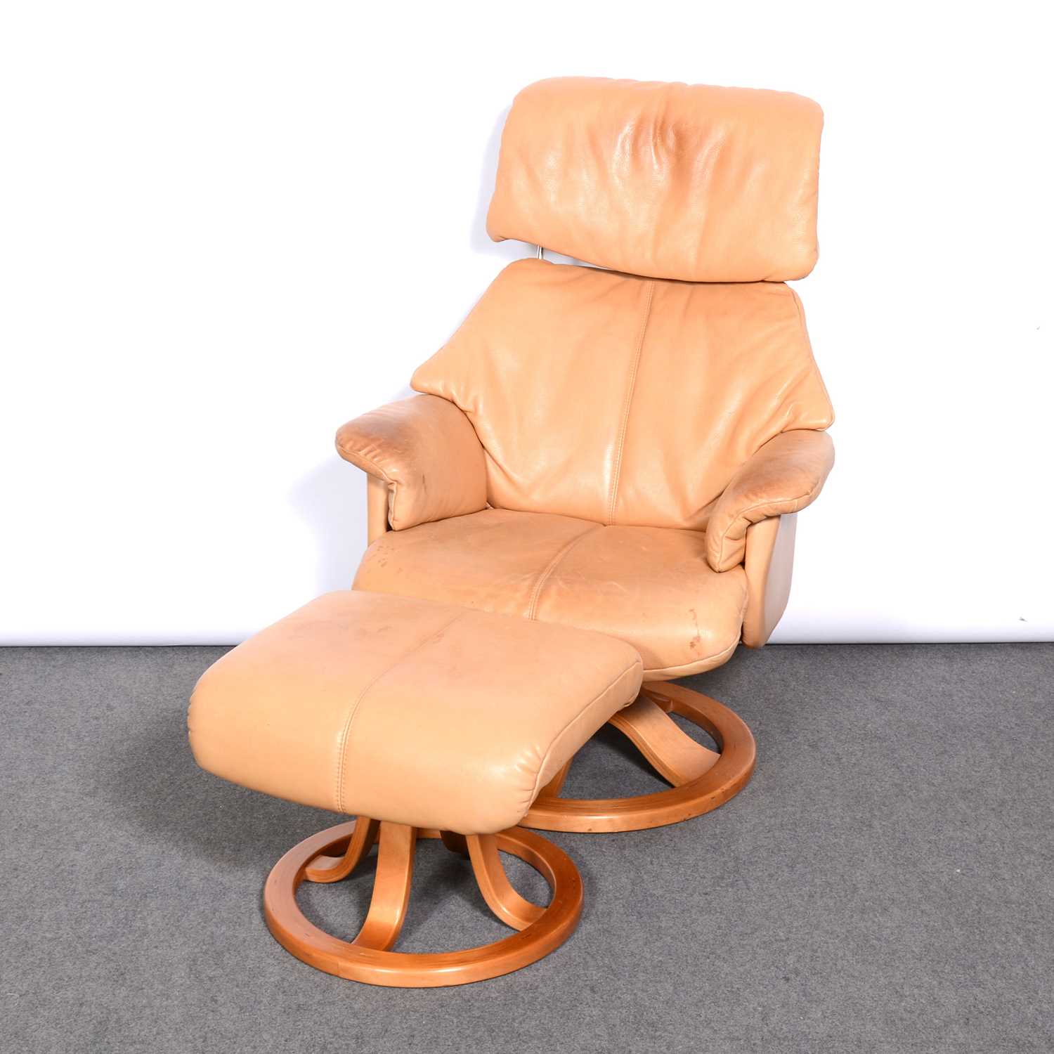 Lot 449 Stressless type easy chair and footstool,