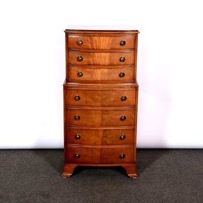 Lot 434 - Reproduction mahogany bowfront chest on chest,...