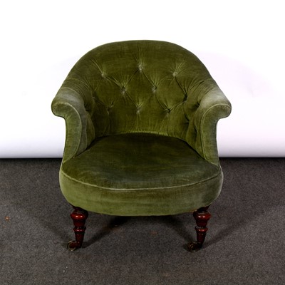 Lot 417 - Late Victorian tub chair, hoop back,...