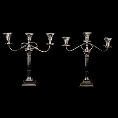 Lot 276 - A matched pair of Three-light candleabra, Britton, Gould & Co and William Adams Ltd