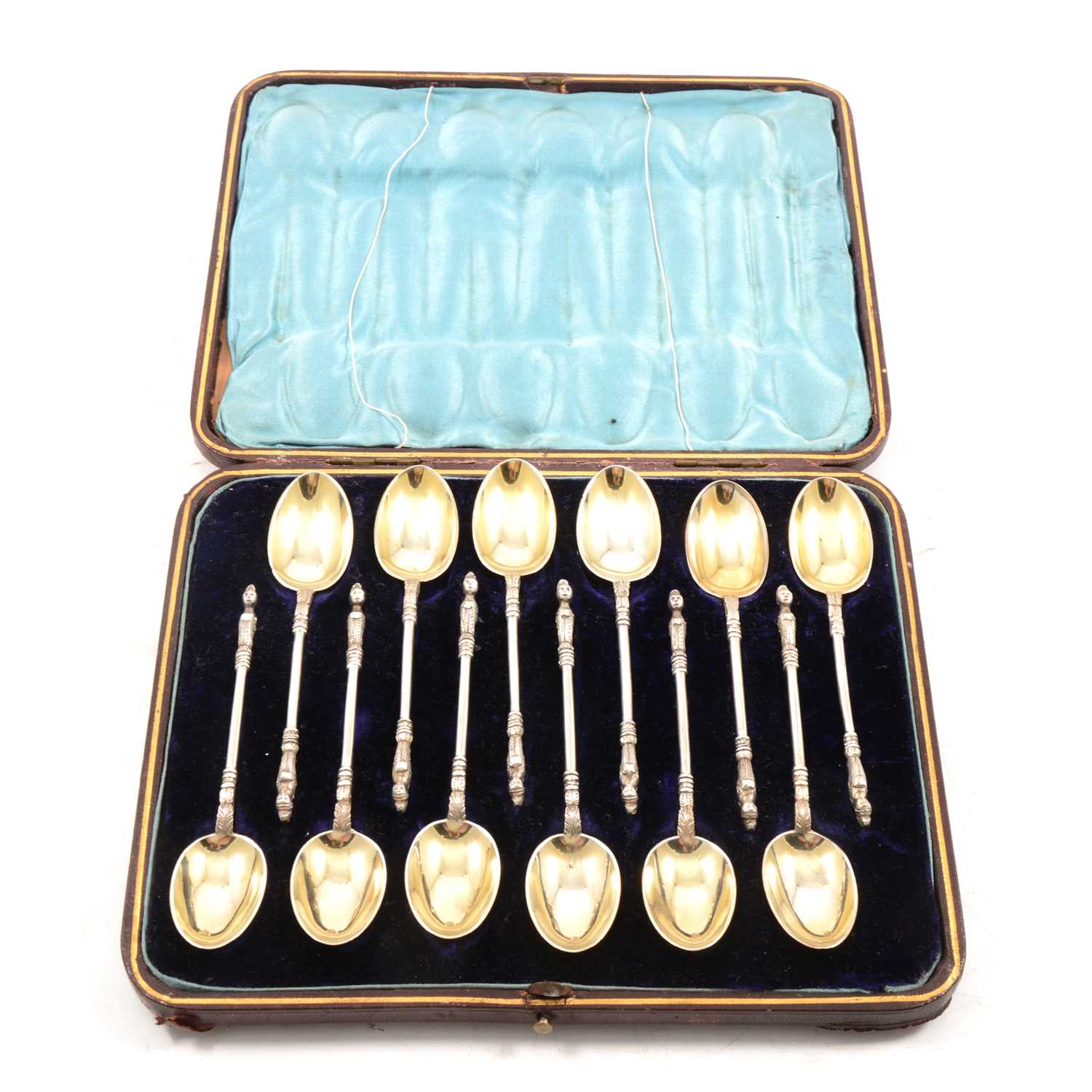 Lot 223 - A set of twelve Victorian term head tea spoons, Edward Hutton & Sons