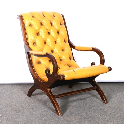 Lot 181 - Victorian style mahogany and leather easy chair