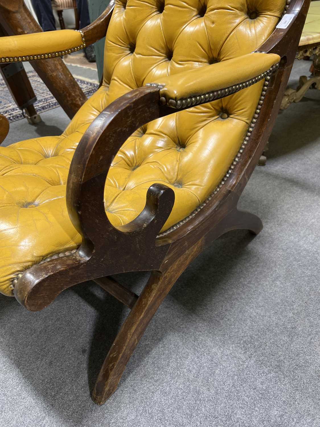 Lot 181 Victorian style mahogany and leather easy