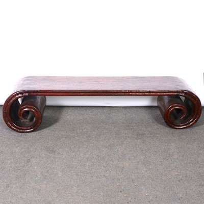 Lot 185 - Chinese lacquered roll side bench