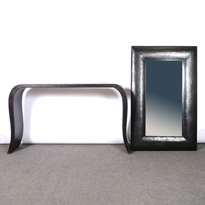 Lot 349 - Modern lacquered Chinese side console and mirror