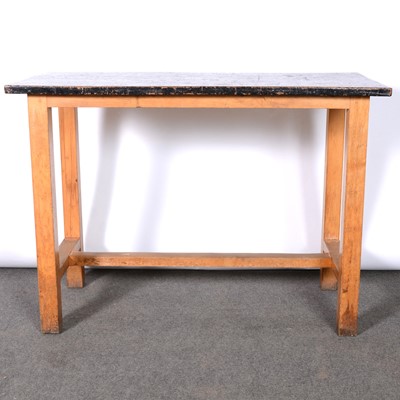 Lot 187 - 1970’s school science bench with four stools