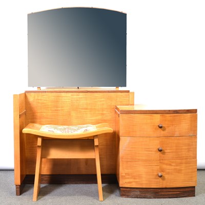 Lot 38 - Art Deco satin birch dressing table and associated stool