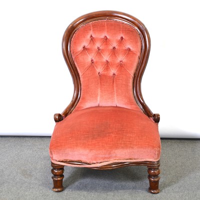 Lot 102 - Victorian nursing chair, pink upholstery