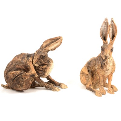 Lot 18 - Two Limited Edition Fine Art Sculptures by April Shepherd - Hares.