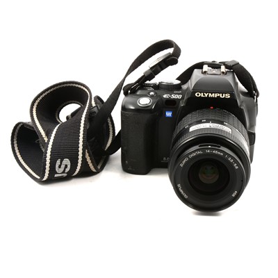 Lot 99 - Olympus E500 digital camera, with 14-45mm 1:3.5-5.6 lens etc