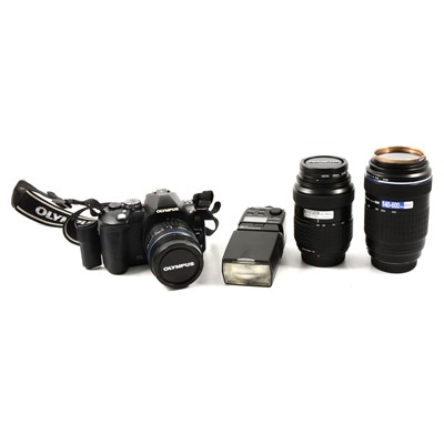 Lot 97 - Olympus E510 SLR digital camera and lenses.