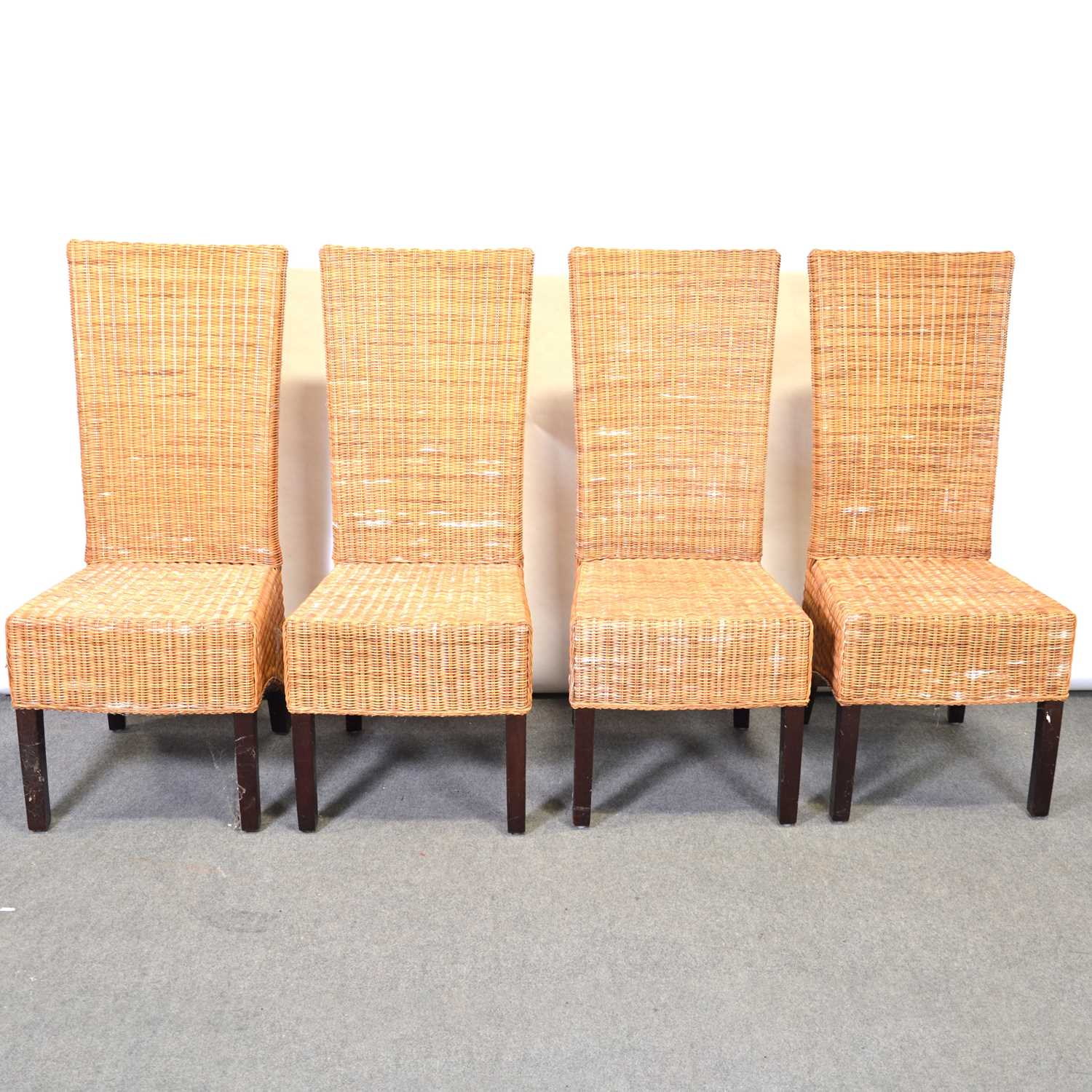 Lot 88 - Six contemporary wicker high-back chairs
