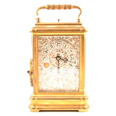 Lot 299 - Large gorge cased carriage clock by Drocourt, number 30226