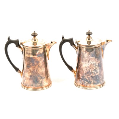 Lot 139 - Pair of electroplated hot water jugs, by Elkington & Co