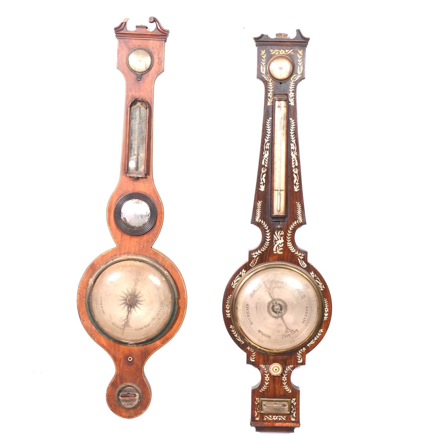 Lot 467 - Two Victorian banjo barometers, (a.f.)