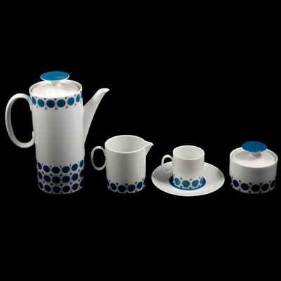 Lot 78 - A German porcelain coffee set, Thomas, 1960's, Blue Atomic pattern.