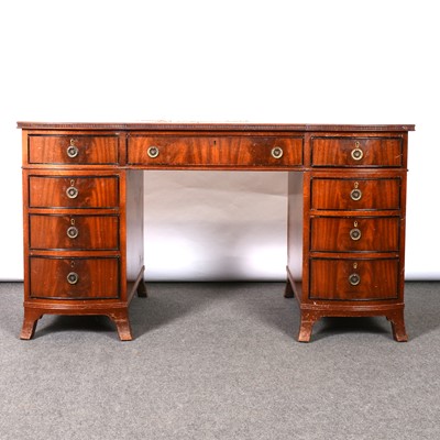 Lot 400 - A reproduction mahogany twin pedestal desk