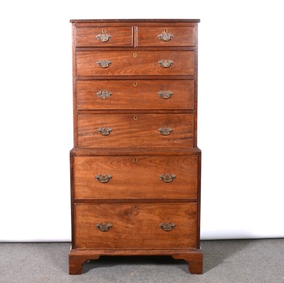 Lot 414 - An Edwardian mahogany chest on chest, of small size