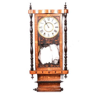 Lot 301 - American Tunbridge Ware wall clock