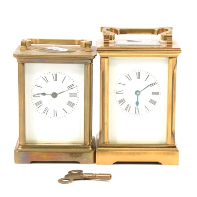 Lot 167 - Two French brass carriage clocks