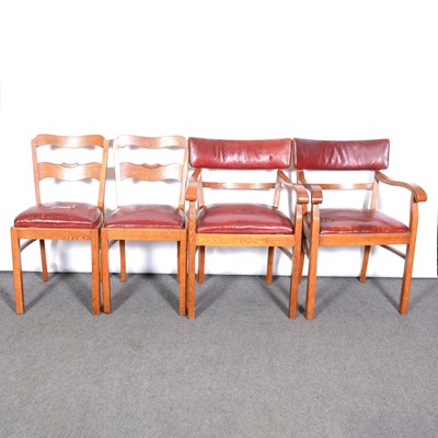 Lot 378 - Set of four Dutch oak dining chair and a pair of Industrial style elbow chairs