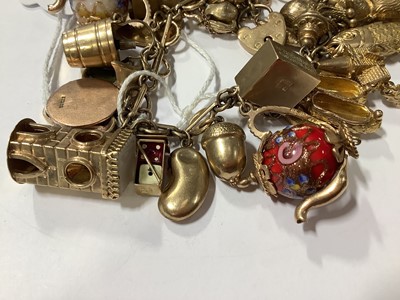 Lot 171 - A 9 carat gold charm bracelet with charms.