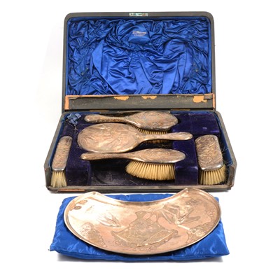 Lot 117 - Silver cased dressing table set, James Dixon & Sons Ltd, Sheffield 1911.