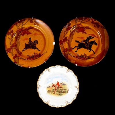 Lot 50 - Royal Crown Derby plate, and pair of Doulton Series Ware plates