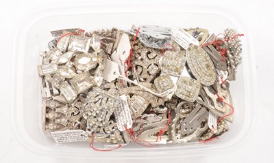Lot 454 - Thirty-seven vintage clear paste dress clips, Art Deco and later.